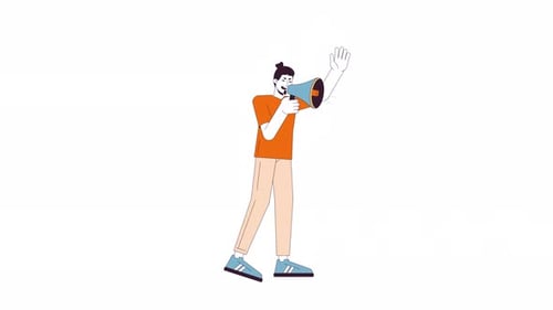 Animated Man Speaking Through Megaphone