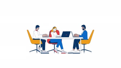 Flat Design Corporate Team Collaboration Meeting Animation