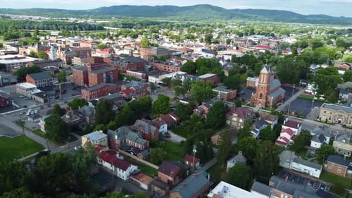 Chillicothe, Ohio, downtown and North side of downtown, aerial drone.