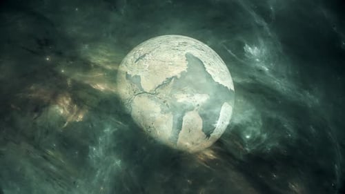 Abstract Rotating Globe in Cosmic Nebula