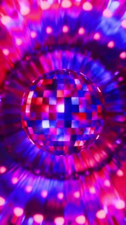 Pulsating Neon Disco Ball Light Show Background Loop