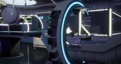 Futuristic Medical Laboratory with Advanced Scanning Equipment Animation