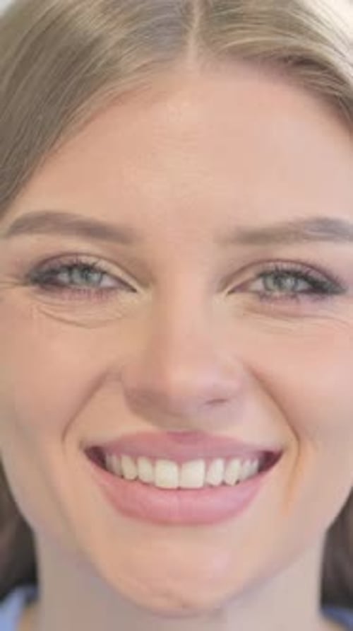 Close Up of Smiling Woman Face, Vertical Video