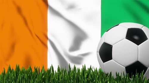 Football Background with Ivory Coast Flag 4K Looped