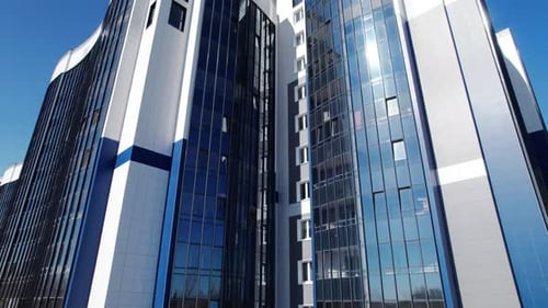 Skyscraper Modern Glass Tall Building Company Real Estate Residential House Sunny Sky Aerial View
