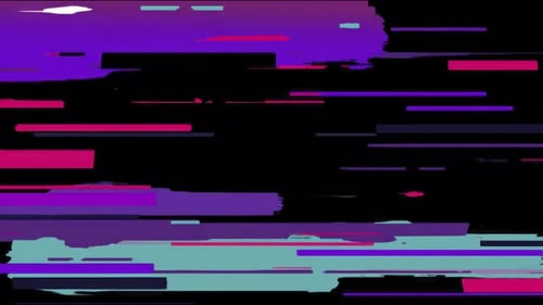 Glitch Neonbalken, die über schwarzen Hintergrund gleiten, nahtlose Schleife, handgezeichnete digitale Stop-Mo
