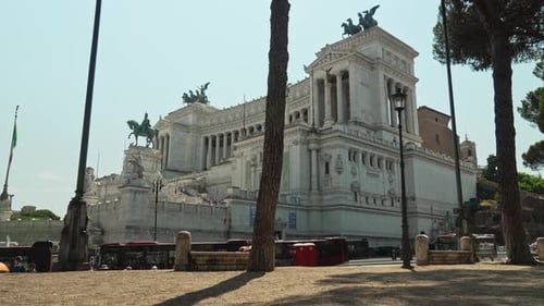 Venice Square, architectural monument of ancient Roman Empire in Italy. White stone historical