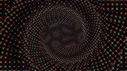 Abstract Swirling Digital Light Grid Tunnel Background Loop