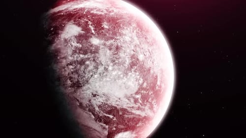 Rotating Red Planet Animation in Starry Cosmos