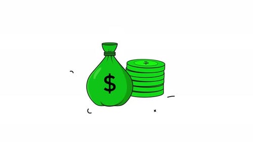 Cartoon Money Bag and Coin Stack Animation