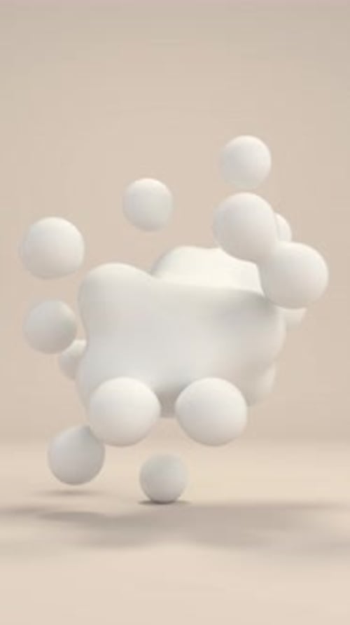 Animación de bucle 3D flotante de esferas líquidas abstractas