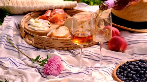Delicious Food and Wine at a Picnic