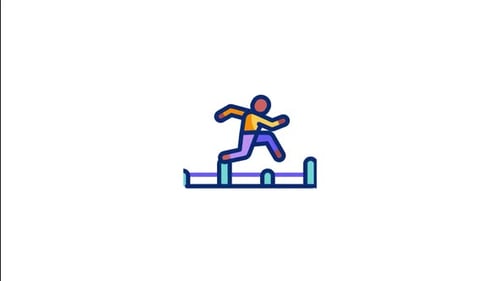 Person Jumping Hurdles Flat Animated Icon