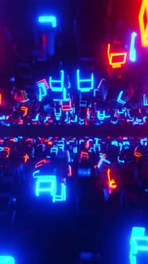 Neon Cube Wave. Vertical looped animation