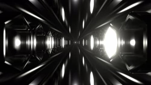 White Mysterious Alien Corridor With Flashing Light Background Vj Loop I 4K