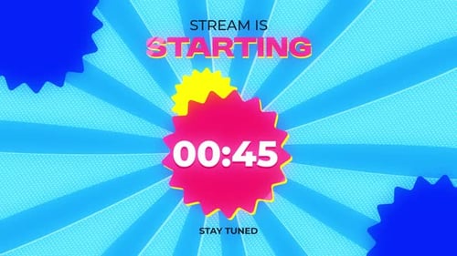 Temporizador de cuenta regresiva de inicio de transmisión estilo cómic Pop Art, 1 minuto