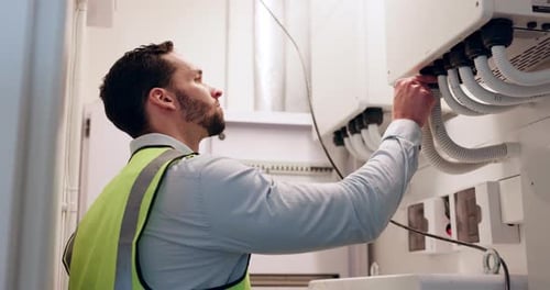 Electrical work, handyman and electrician inspection of machine and building maintenance