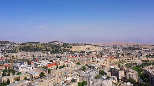 Jerusalem Center And The Old city Aerial View in the Summer