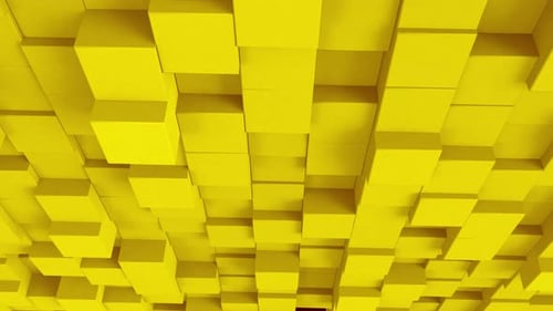 Abstract 3D Yellow Cubes Dynamic Geometric Loop Background