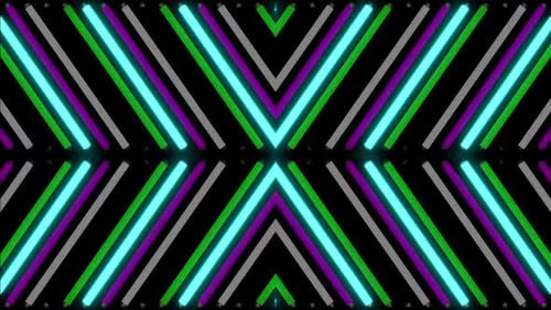 Dynamische Neonlichter pulsieren rhythmisch in einem lebendigen abstrakten Muster