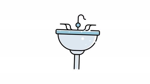Animation von Sink mit fließendem Wasser.