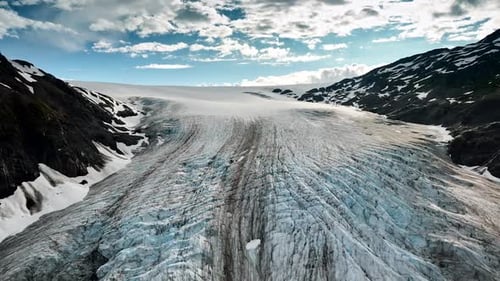 Huge layer of ice covering the rocks in Alaska. Alaska nature.