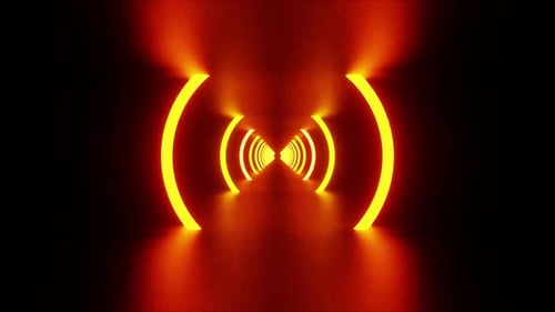 New Orange Neon Round Tunnel Vj Loop Background Animation