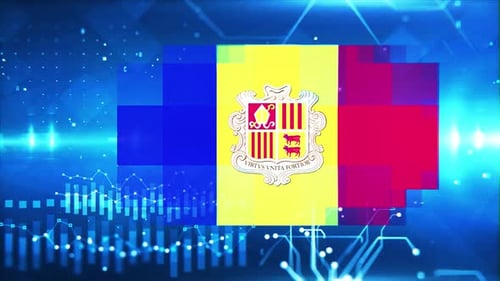 Digital Data and Geometric Shapes With Country Flag Reveal