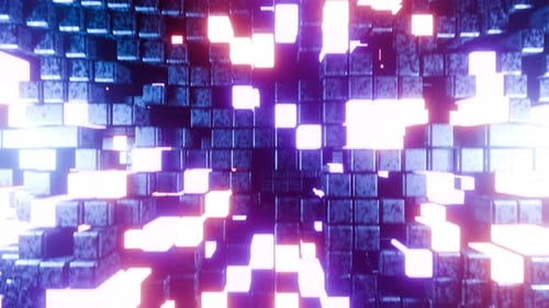 Animation de fond murale Vj Loop bleue avec cubes de néon
