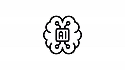 Animated Minimalist AI Brain Technology Line Icon