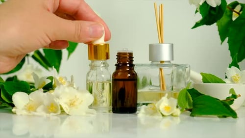 Essential Oil Dropper with Jasmine Flowers