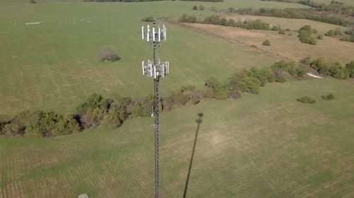 Rural cell phone tower in the middle of nowhere with 5G technology updates needed stock video by aer