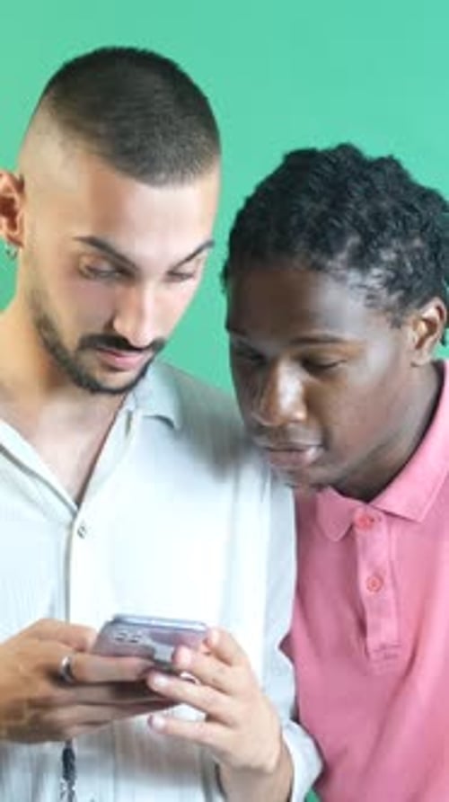 Two Man Looking Phone