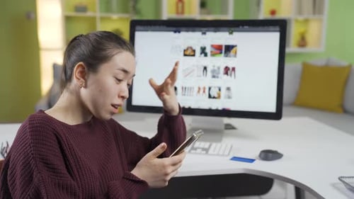 Young asian woman with insufficient balance on credit card feeling frustrated.