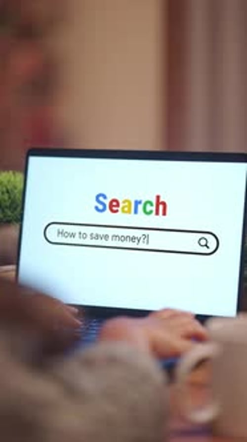 Typing on Laptop Search Engine at Home