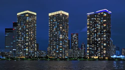 Three Modern Towers Night View