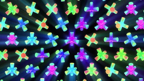 Formes tubulaires irisées avec rayons lumineux