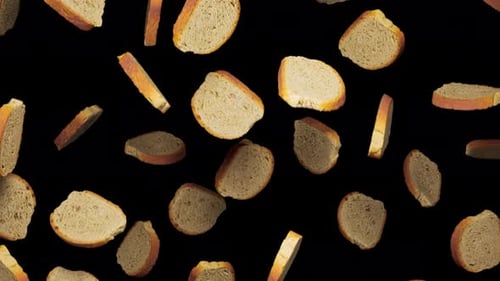 Realistic Falling Bread Slices Animation