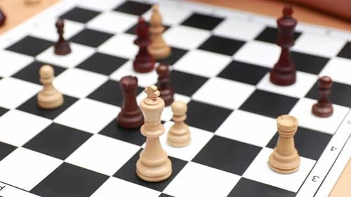 Close Up of Chess Board and Pieces