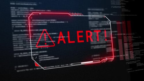 Alert System Security Warning Malware found text on screen