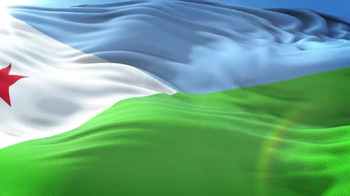 Realistic Waving Flag of Djibouti with Fabric Detail