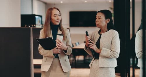 Business people, coffee and talking in office for collaboration, planning