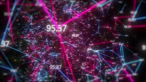 Plexus Network Connection With Number. Digital Number Moving With Plexus Network Connection, Busines