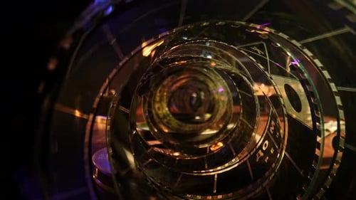 Intricate Film Reel with Complex Spiral Structure