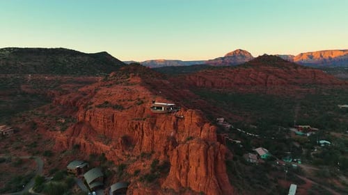 Aerial View Of An Architecture Over Clifftop In Sedona, Arizona, United States.