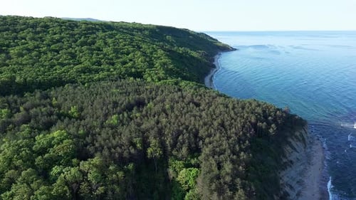 Village with Hotels and Inns on Cliff with Vegetation Above the Black Sea Against a Clear Sky