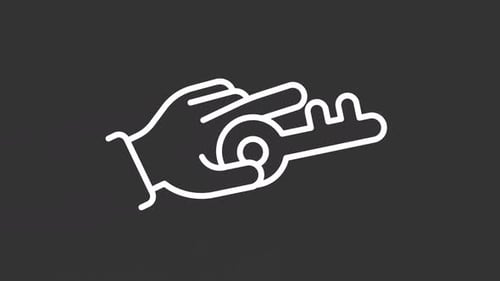 Animated Hand Presents Key Solution Line Icon