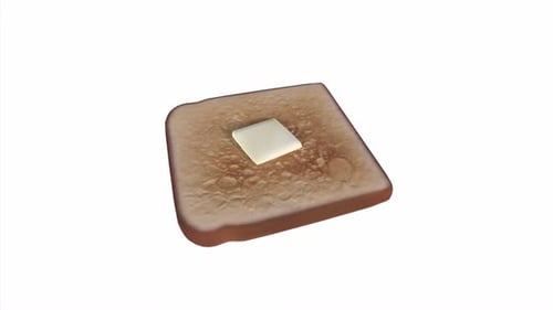 Animated Toasted Bread with Melting Butter Cube