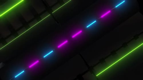 Dynamic Glowing Cyberpunk Geometric Motion Background