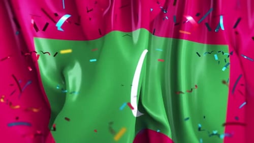 Confetti das Maldivas acenando a bandeira do Dia da Independência